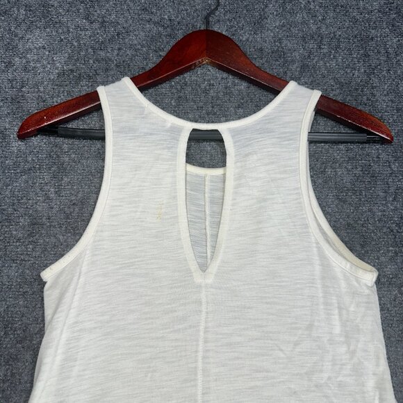 J Crew Top Womens XS Tank Keyhole Back Curved Hem Pullover Stretch Knit Ivory - Picture 7 of 7
